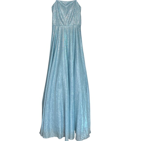 TLC Say Yes To The Prom 5 Blue Silver Rhinestone Bling Strapless Lace Up Dress - Picture 2 of 12